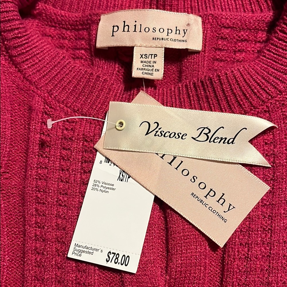 Philosophy Women's Pink Cable Knit Sweater - Picture 2 of 3